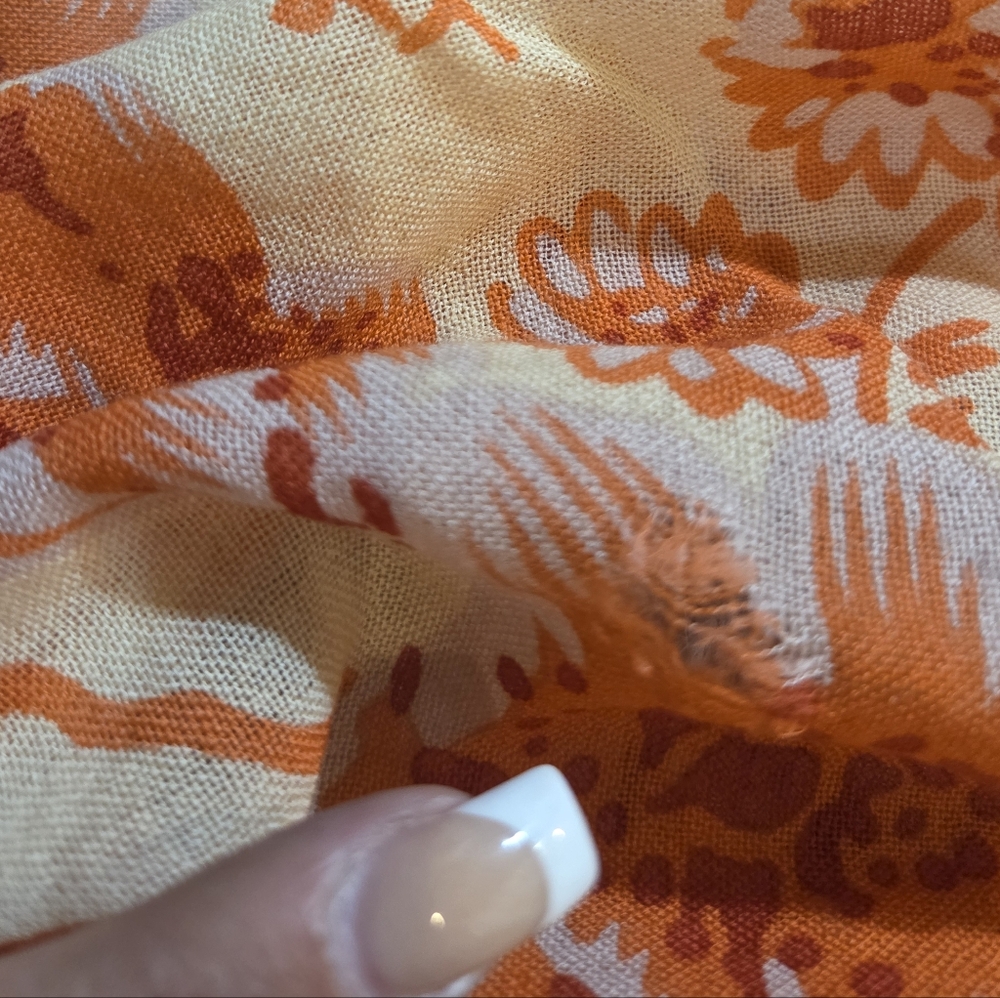 Tory Burch Square Orange Floral Scarf - Picture 7 of 7